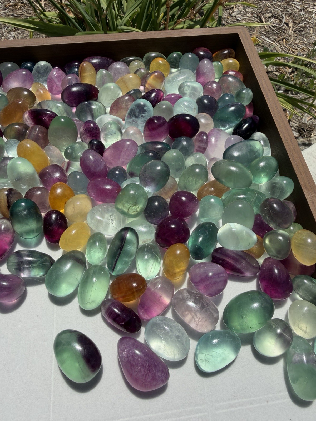 100g High Quality Rainbow Fluorite Tumbled Stones Random Mix Polished Pebbles