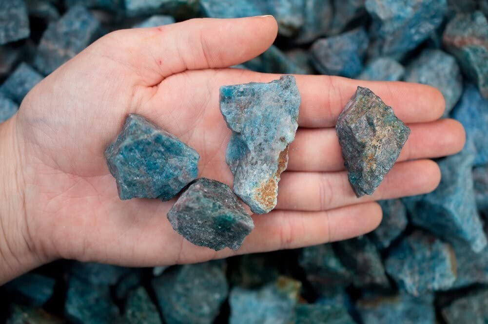 1/4 lb Blue Apatite Rough Stones – Natural Crystal Mineral Specimens Tumbling