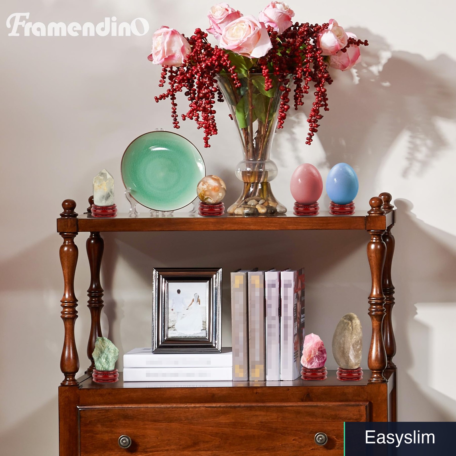 Wooden Egg Stand Display Base, Crystal Ball Holder, Set of 5, Natural