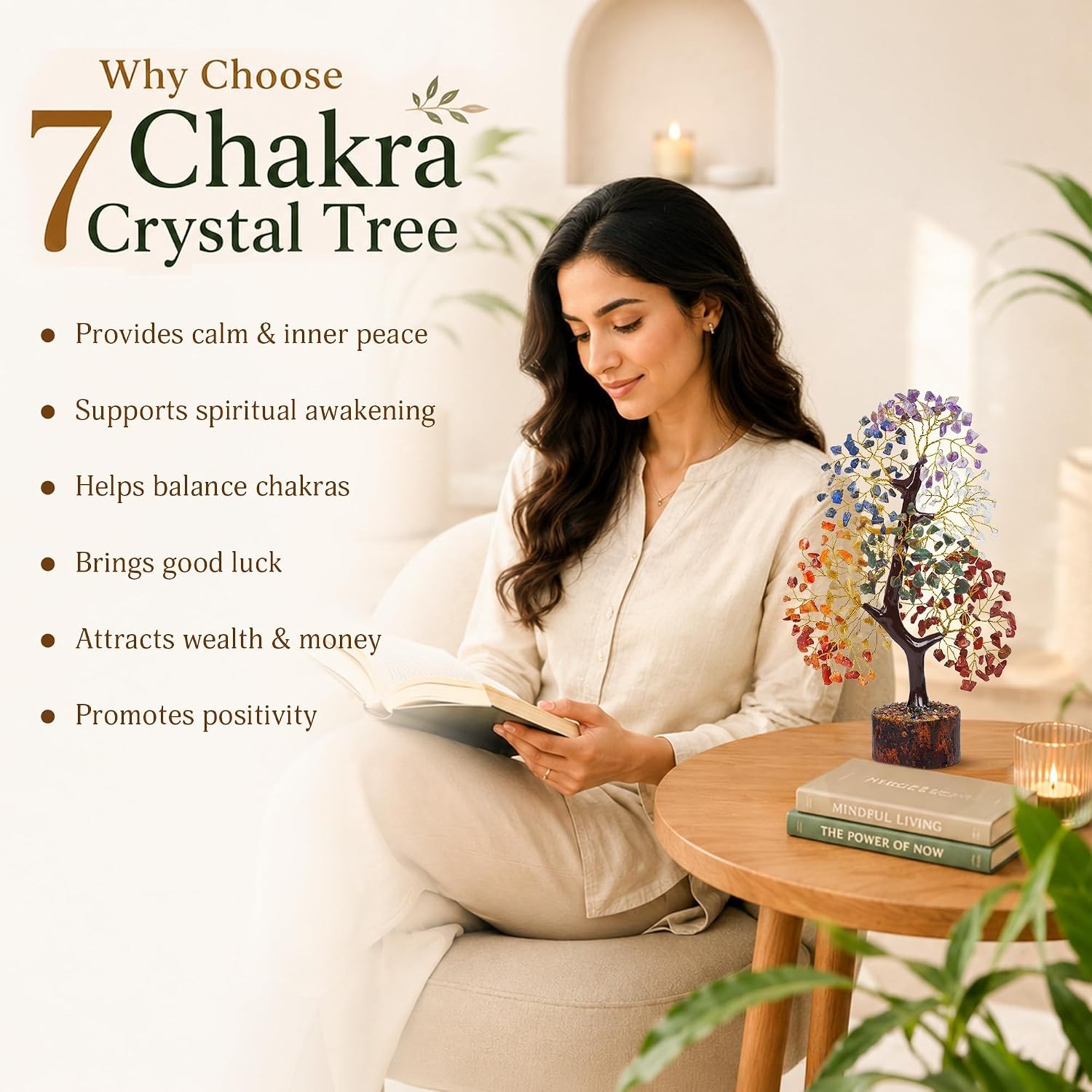 7 Chakra Tree of Life Decor – Crystals, Birthday Gifts for Women – House Warming