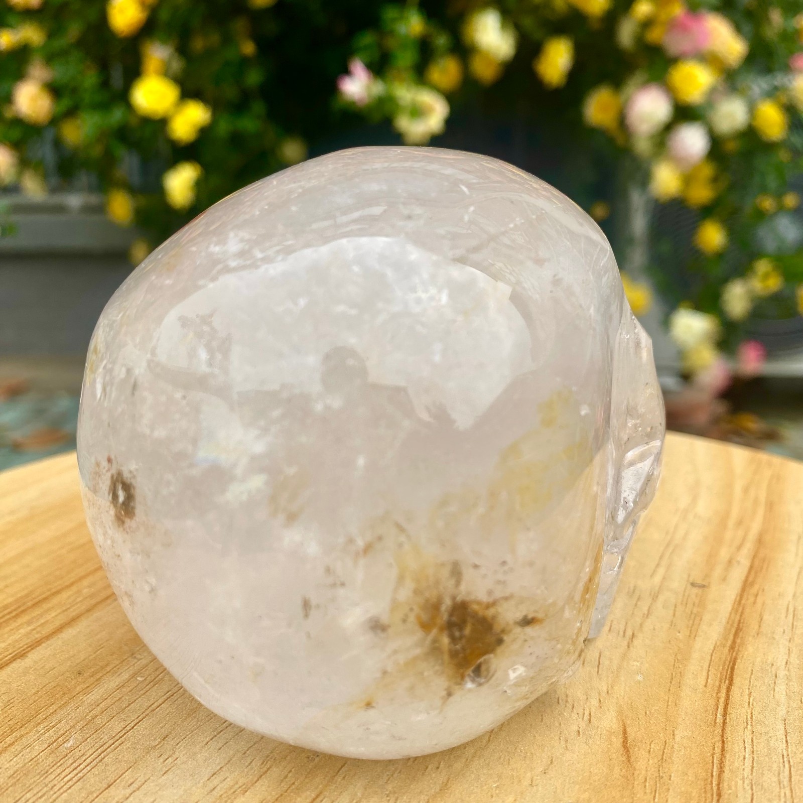 1.77LB TOP! White melting quartz hand carved crystal skull gem reiki healing