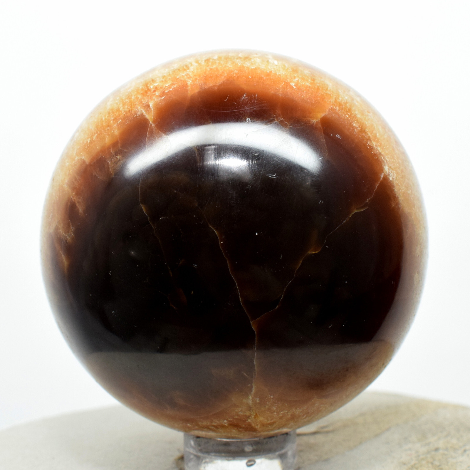 2.1″ Caramel Onyx Sardonyx Sphere Banded Natural Mineral Sparkling Crystal Peru