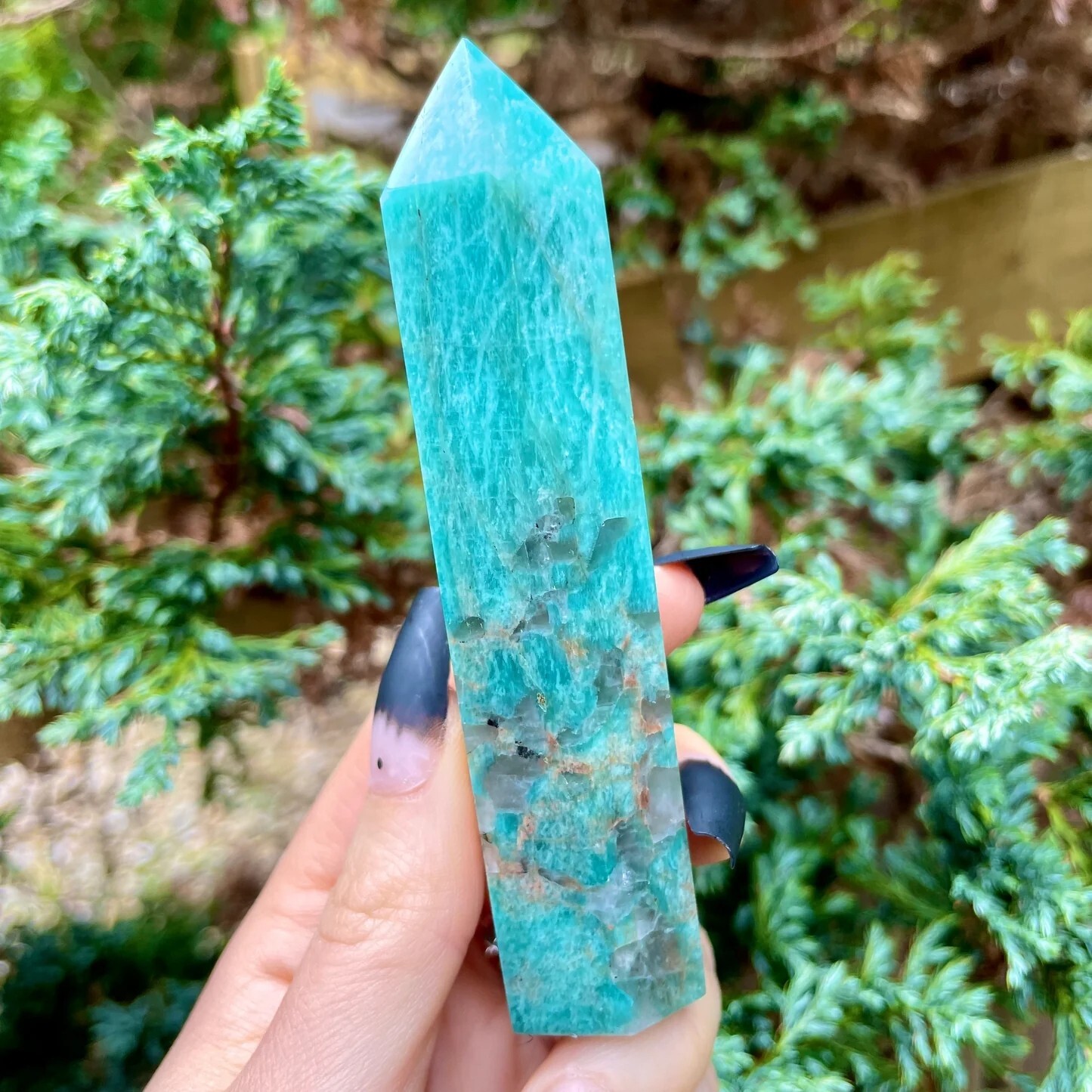 Amazonite Crystal Wand Obelisk Chakra Healing Witch Tower Point Home Decor Gift