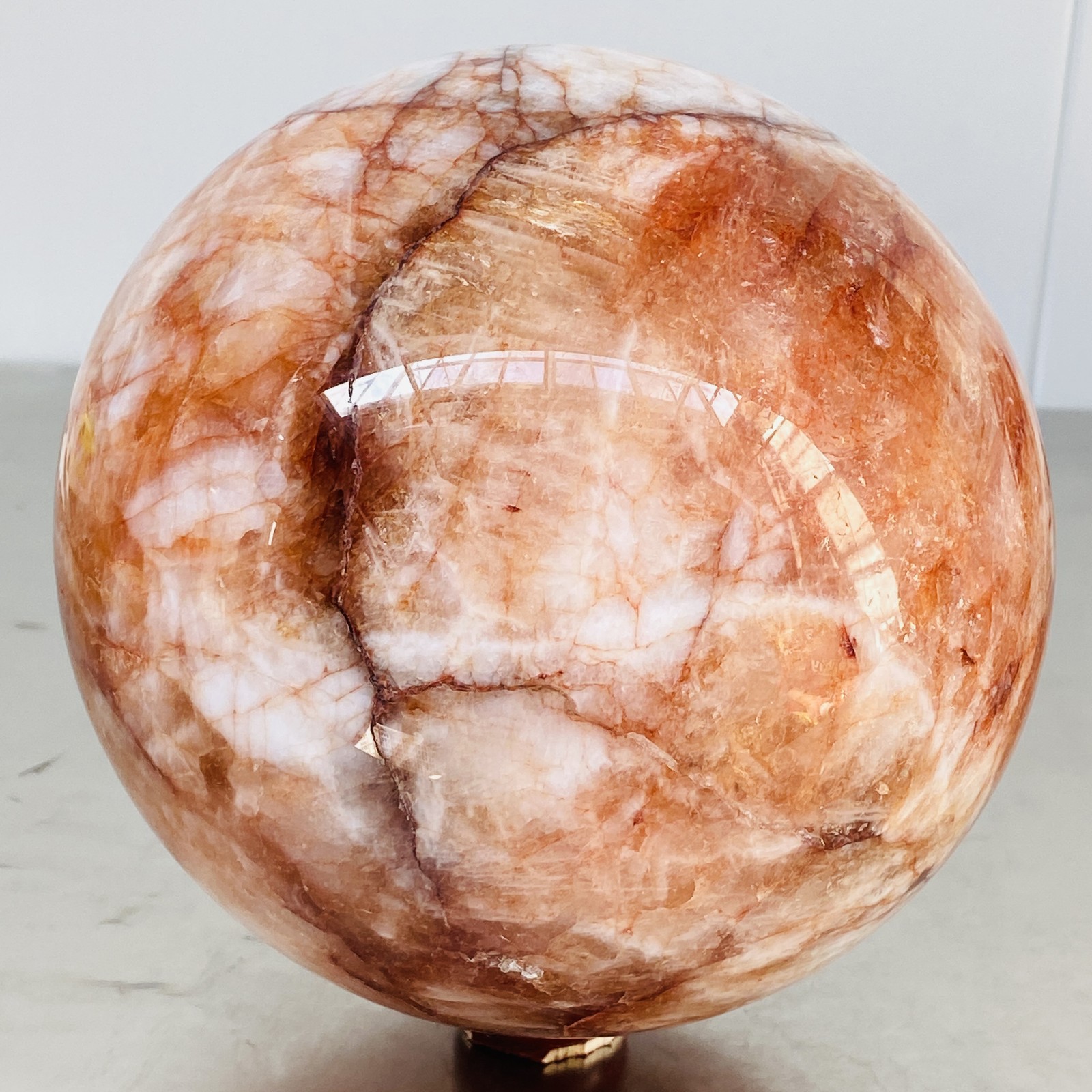 Natural Red Glue Flower Quartz Sphere Crystal Ball Healing 6900G