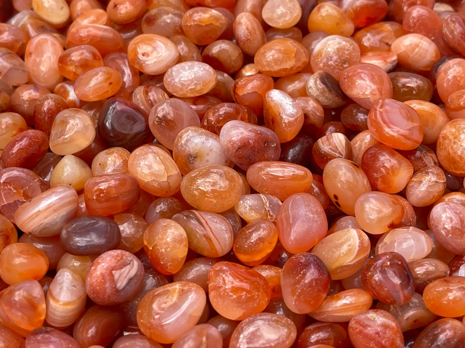 Grade A++ Carnelian Tumbled Stones, 0.5-0.75″ Small Tumbled Carnelian, Bulk Lots