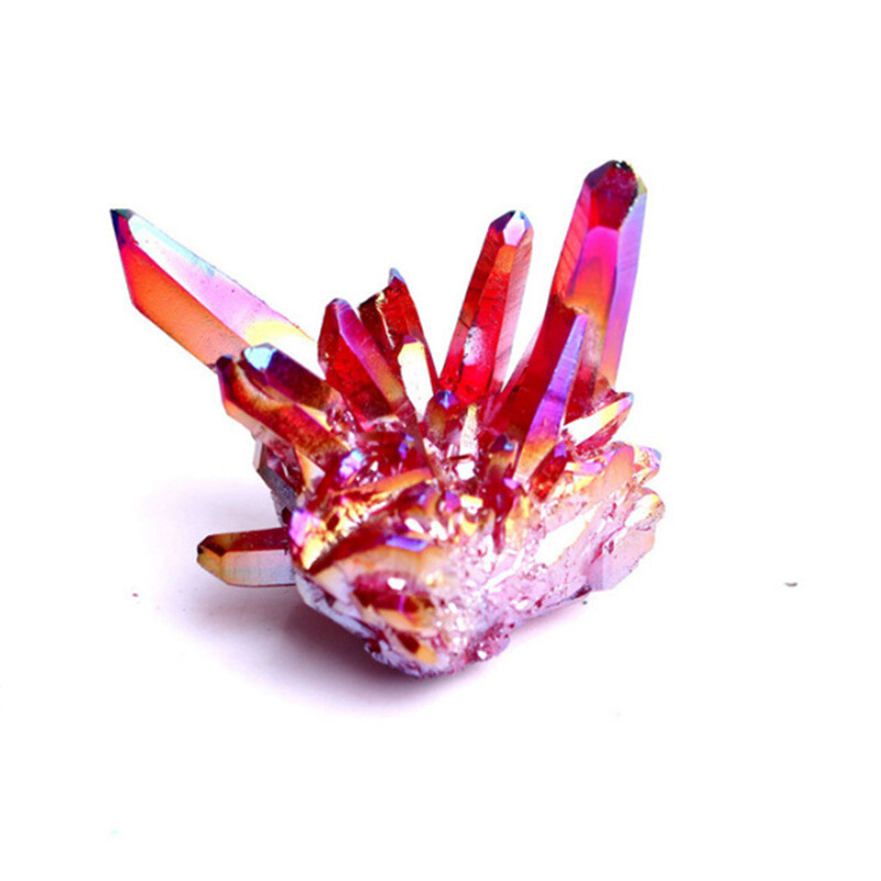 100g Natural Quartz Crystal Cluster Aura Red Titanium Stone Electroplate Mineral