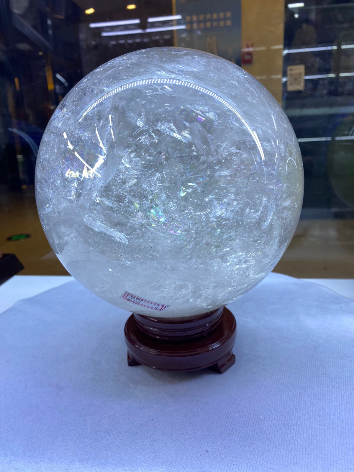 22LB Large Natural Clear Quartz Sphere White Crystal Ball Healing + Stand