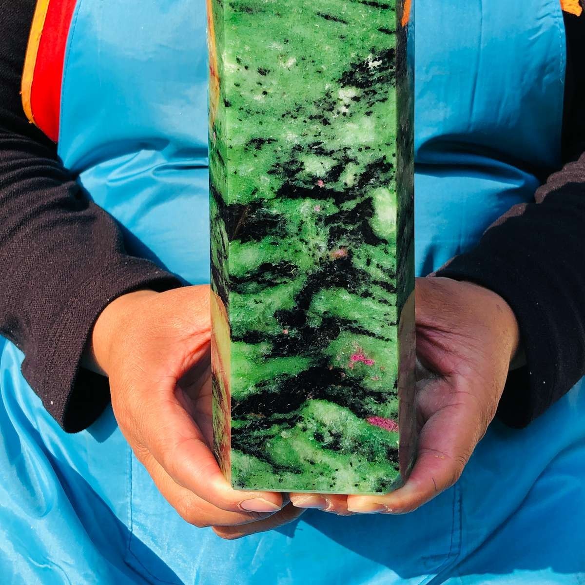 5.25LB Large Natural Red Green Treasure Obelisk Crystal Wand Point Healing