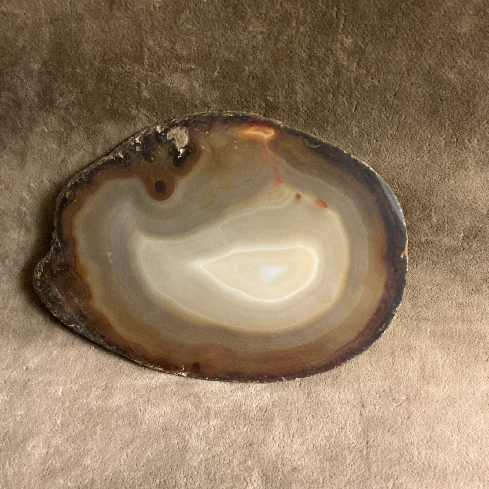 Vintage agate rock/geode slice brown and yellow shades not high polished