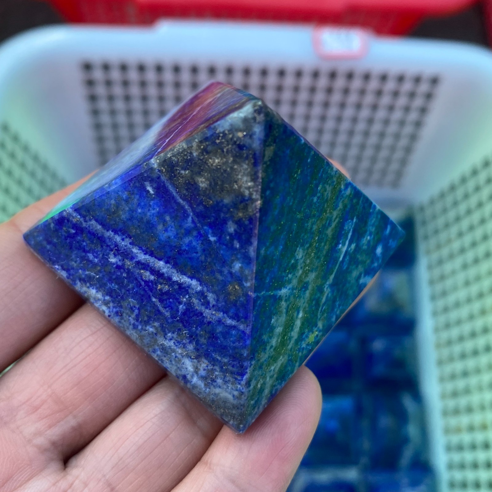 1PC Natural lapis lazuli Quartz Crystal Pyramid Energy Tower Spiritual Healing