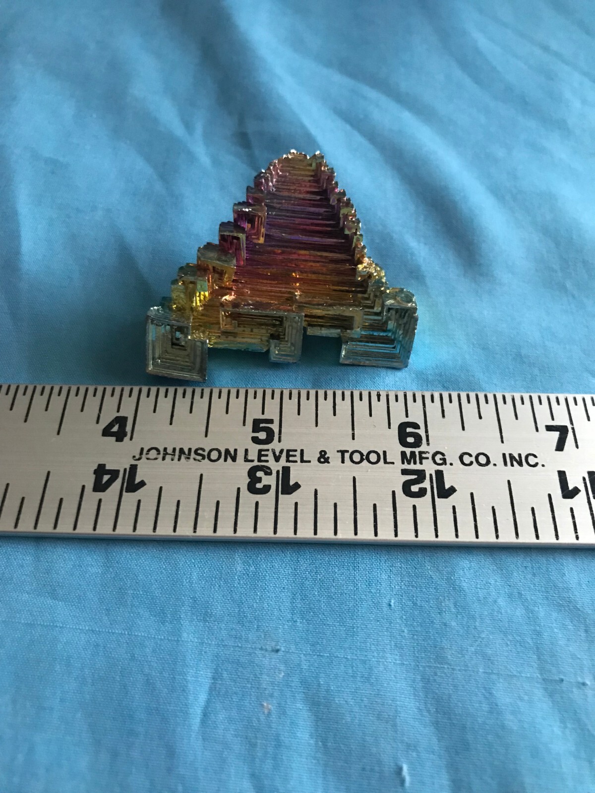 Pretty 1.51 Ounce 1-7/8” x 1-7/8” x 3/4” Piece of Rainbow Bismuth Crystals