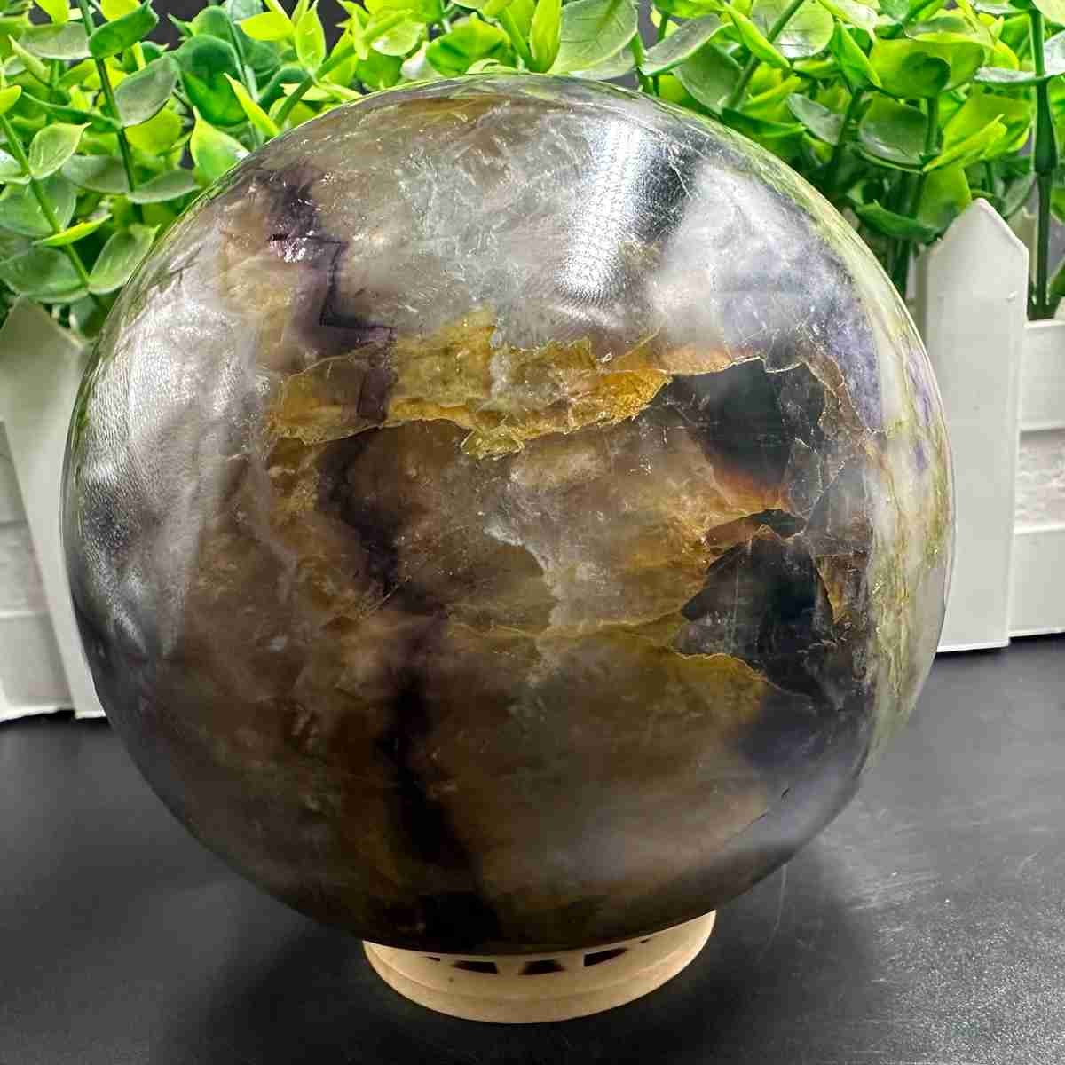 1835g Natural Fluorite Quartz Sphere Crystal Energy Ball Reiki Healing Gem