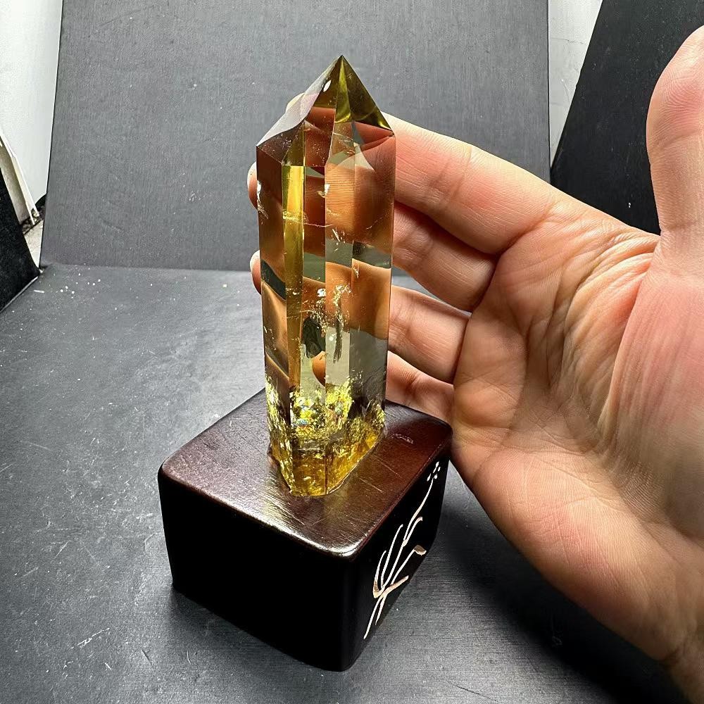 240g Natural Citrine Quartz Obelisk Energy Crystal Tower Point Reiki+Stand