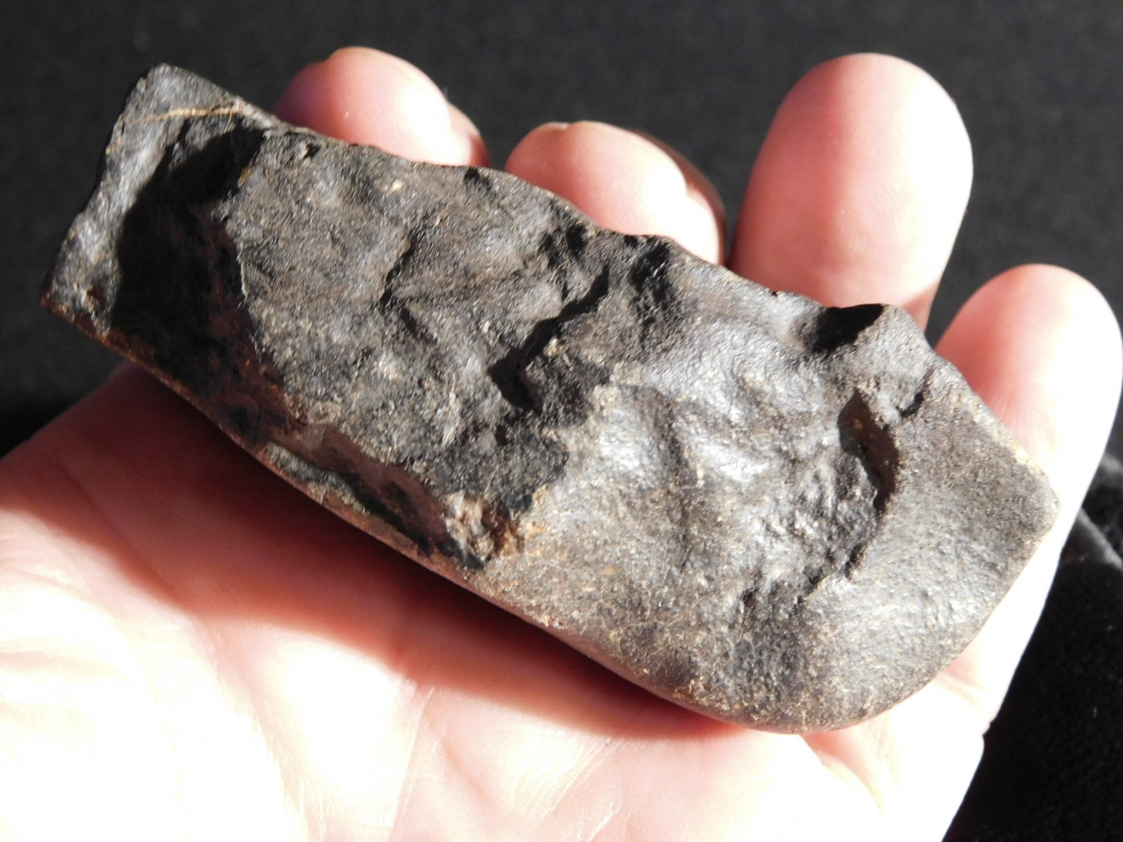 wOw! Larger! Stony METEORITE with DARK Silky Fusion Crust! FELL in Libya 219gr