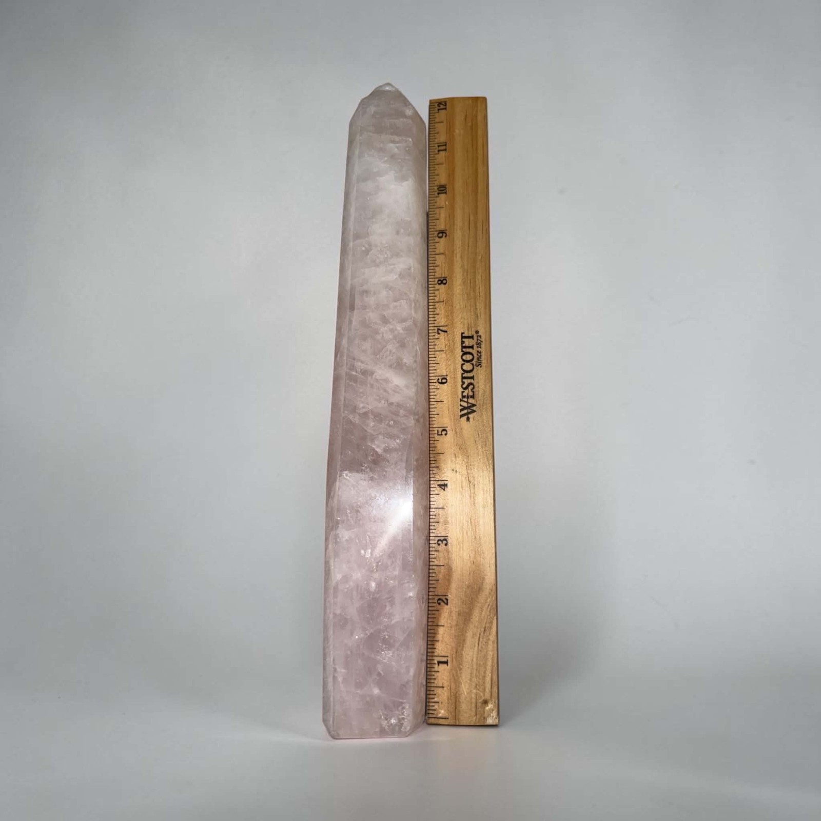 Large Rose Quartz Tower – 12″ Tall | 1 lb 15 oz