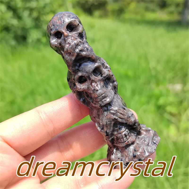 3″+ Natural Yooperlite Skull Hand Carved Quartz Crystal Skull Reiki Healing 1pc