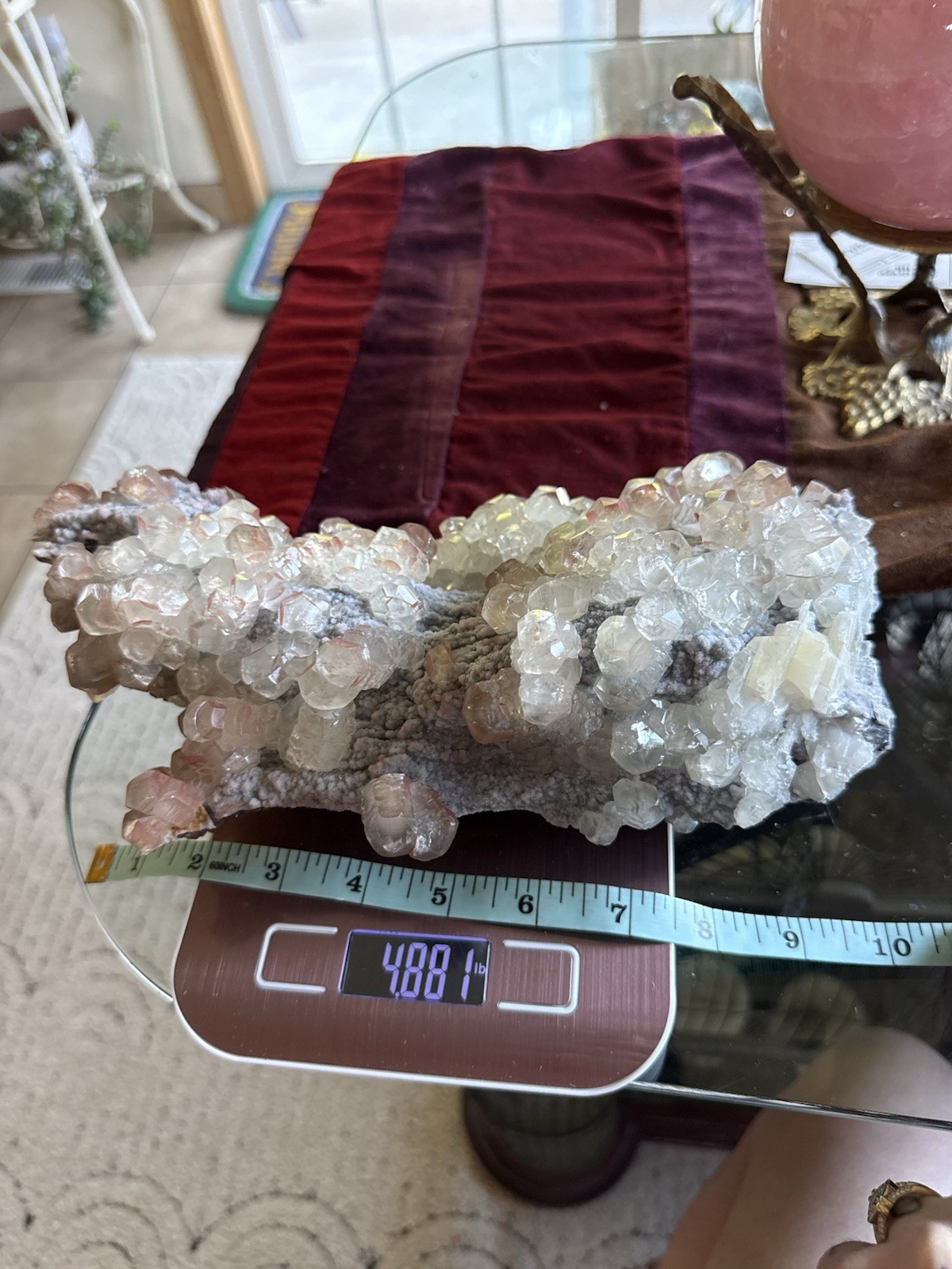 Stunning Collectors Red Benz Calcite Crystal Specimen w/Acrylic Stand 4.8lb
