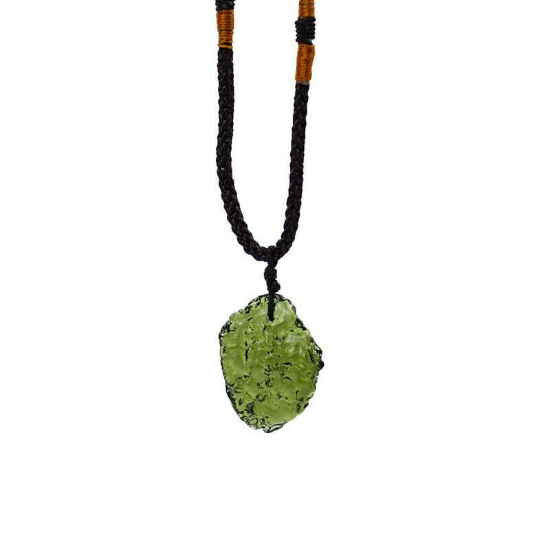 1-4PCS Rare Natural Crystal Green Gem Moldavite Meteorite Glass Necklace Pendant