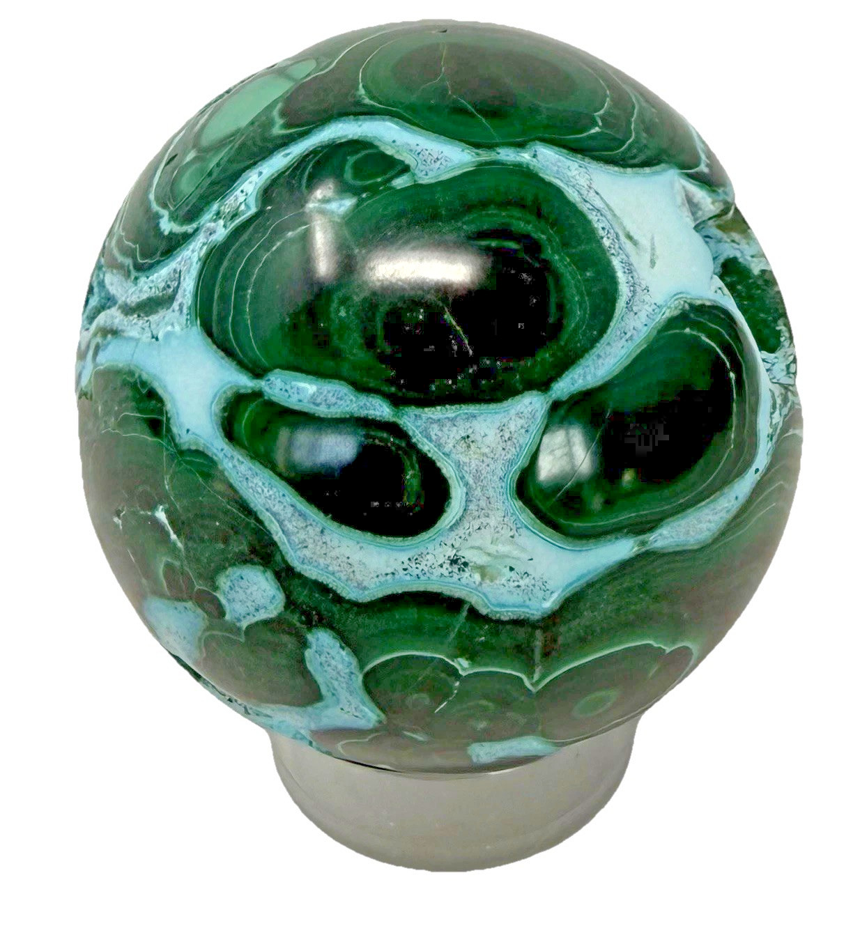Malachite & Christocola Crystal Sphere Druzies & Beautiful Banding & Patterns