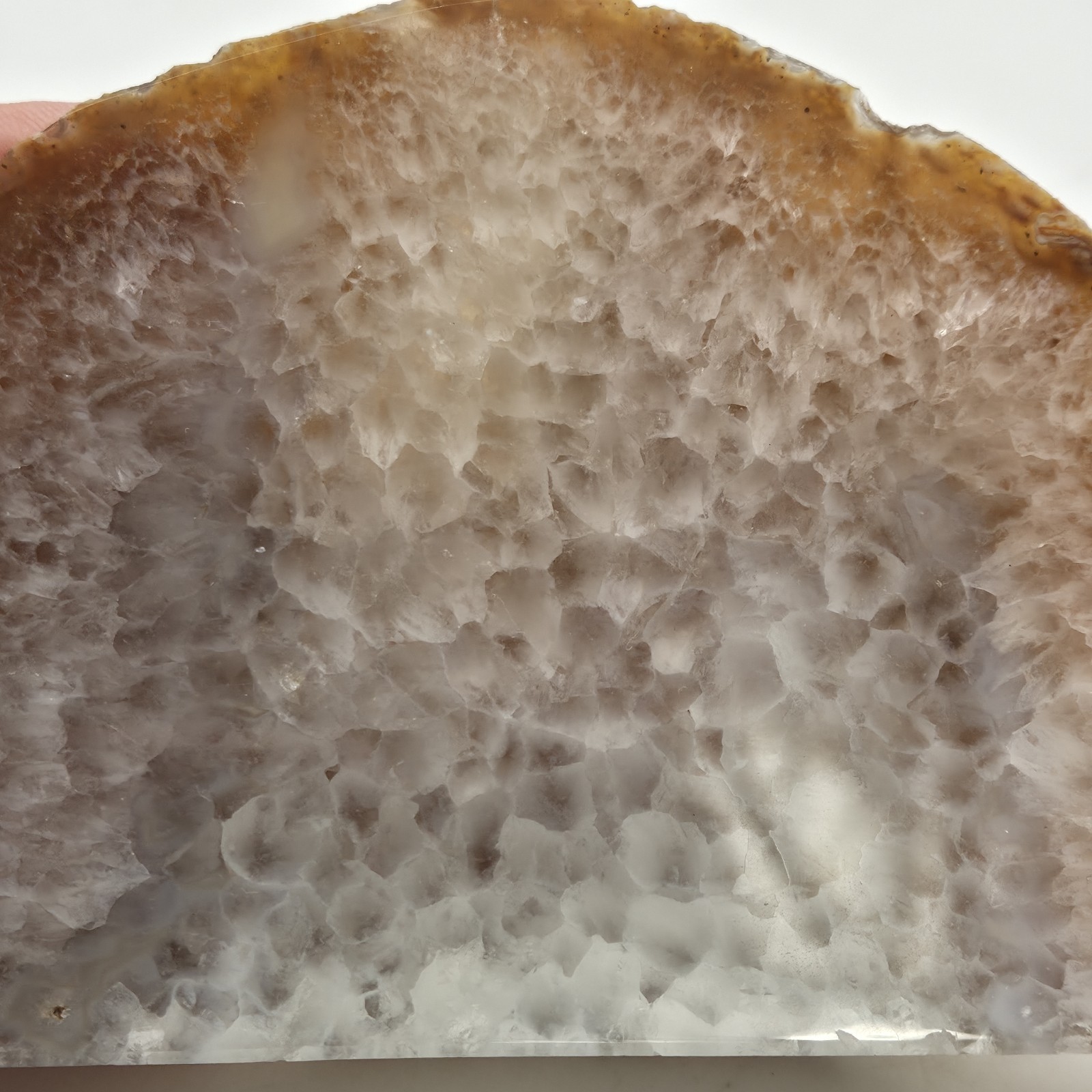Natural Agate Geode Free Standing Gemstone One Side Polished 13oz