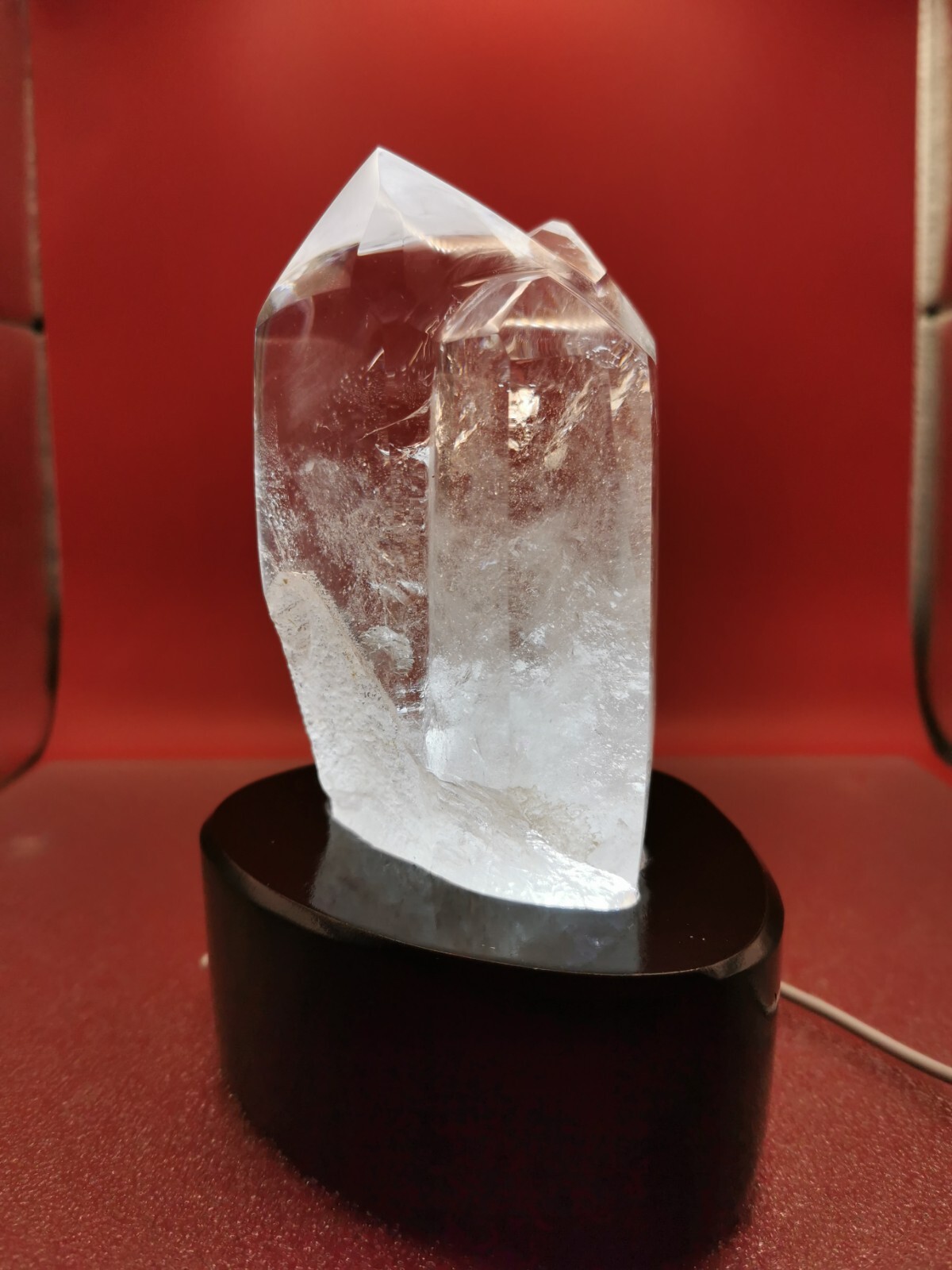 Natural Clear Quartz Double Point Obelisk Crystal With Custom Light Stand 2+LB