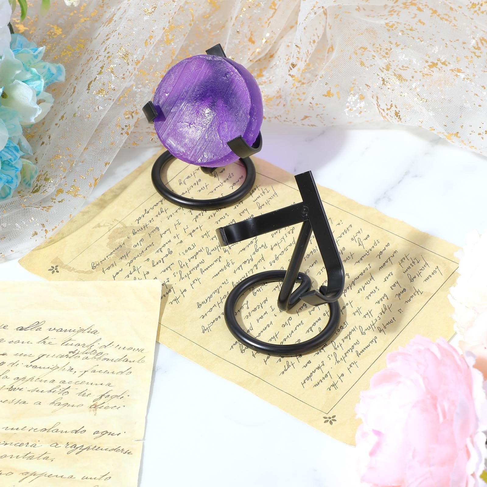 10 Pcs Metal Crystal Heart Stand for Gemstones, Fossils, Agate Display Easel