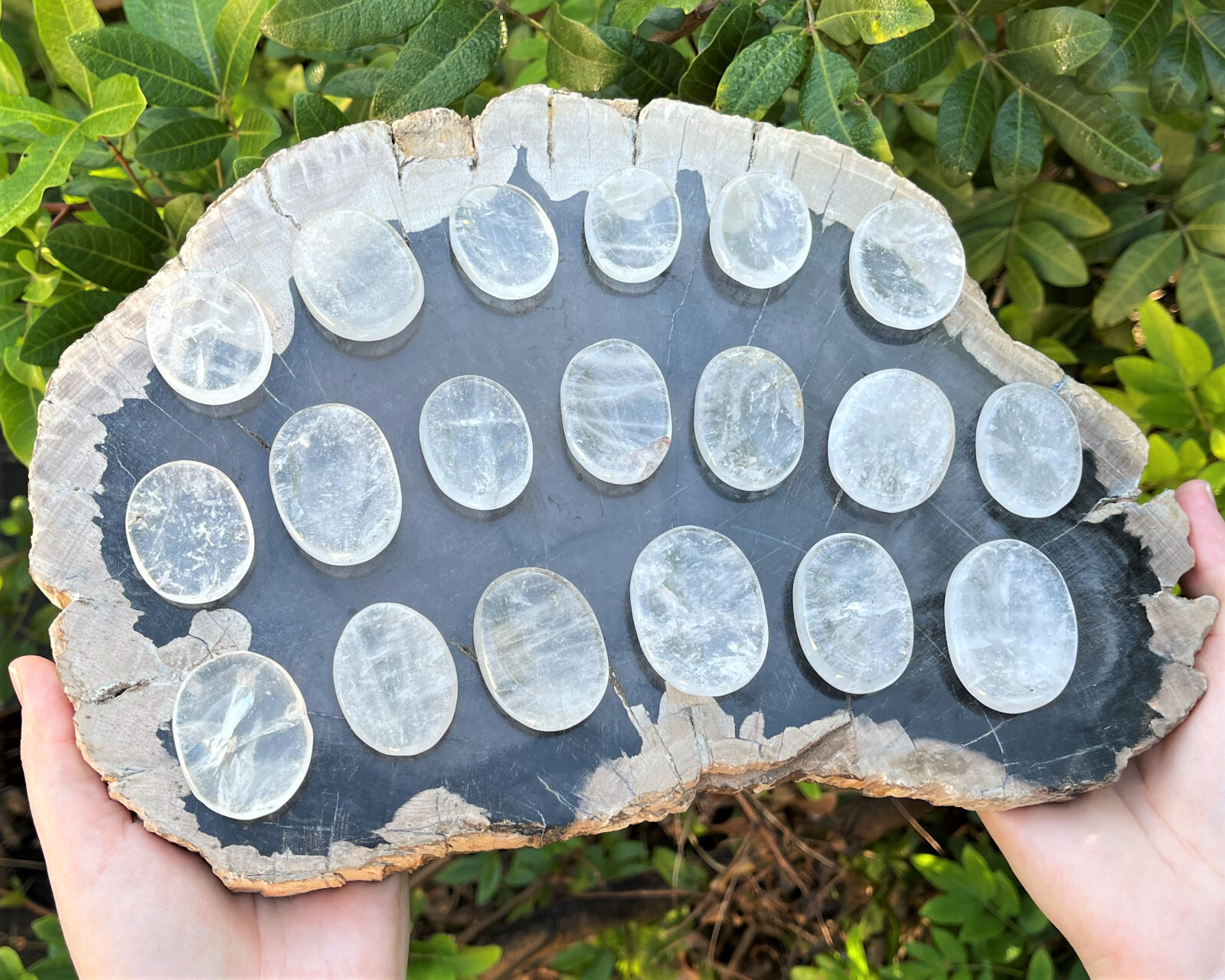 Clear Quartz Worry Stone (Smooth Polished Pocket Stone, Clear Quartz Palm Stone)