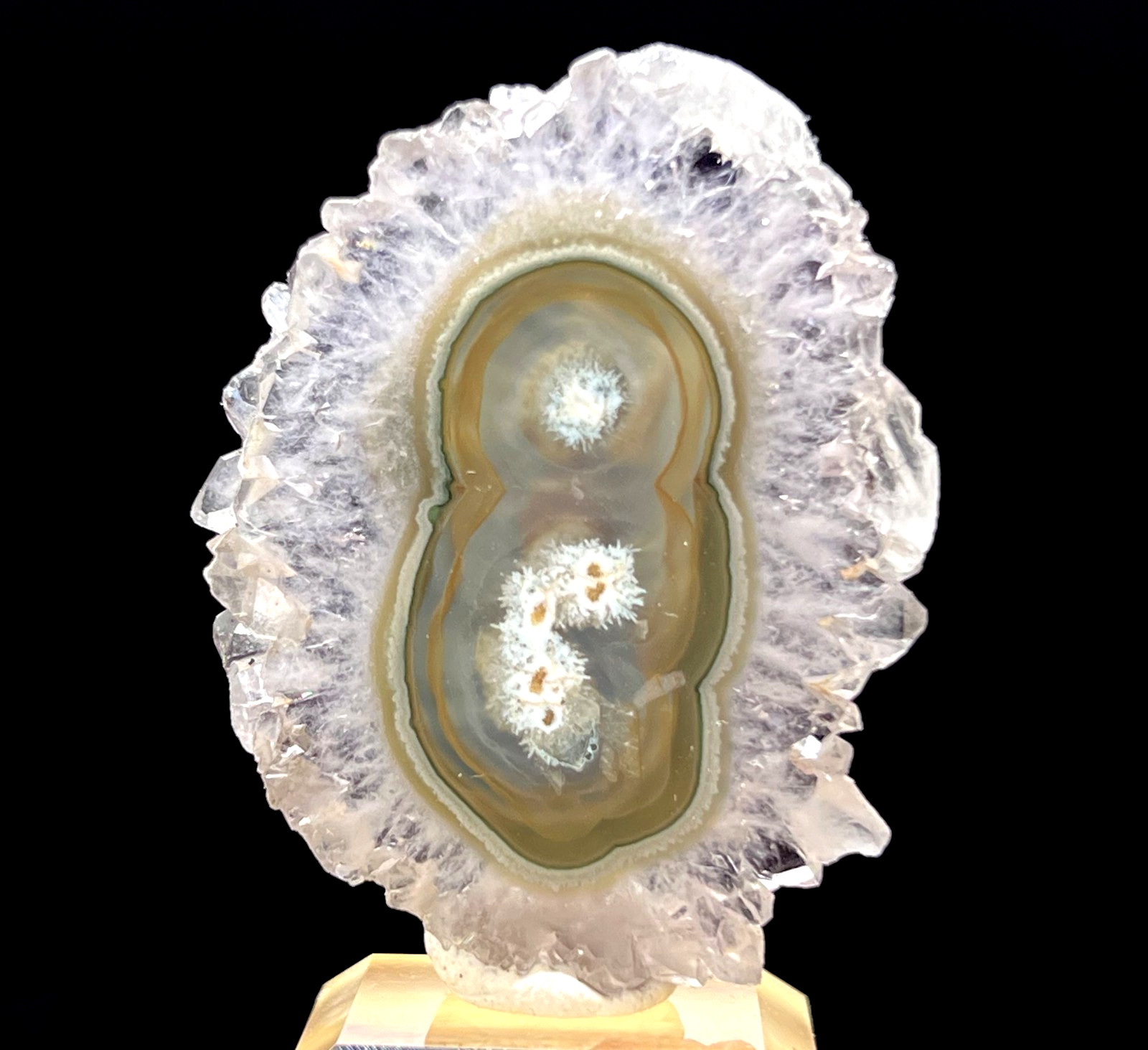 36mm Beautiful Pattern pale purple Amethyst stalactite slice, both sides good