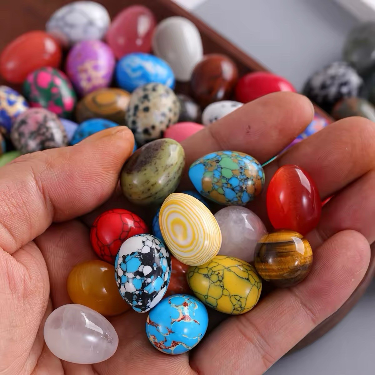 10 Pcs Natural Multi-color Gems Crystal Healing Mineral Eggs Quartz – Random
