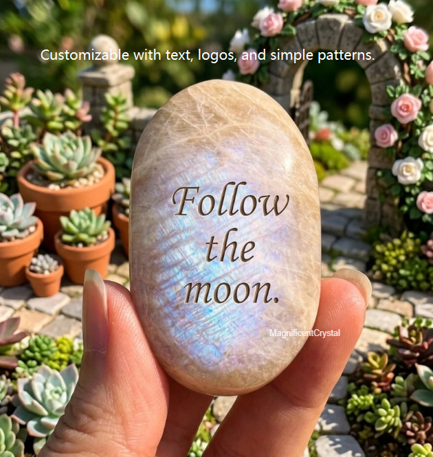 Custom Engraved Natural Crystal Personalized Text Logo Image Healing Stone