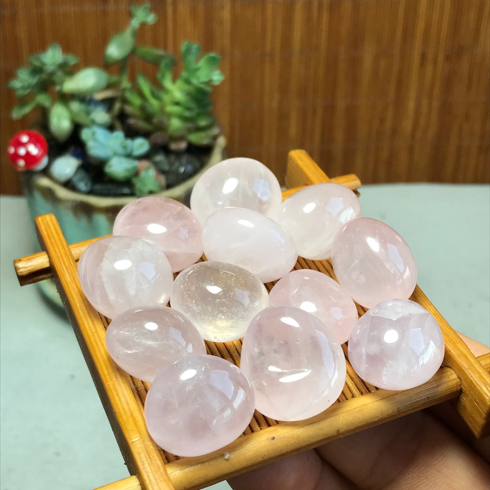 12pcs Natural pink rose quartz Crystal gemstone Polish Mineral Specimen 93g 5716