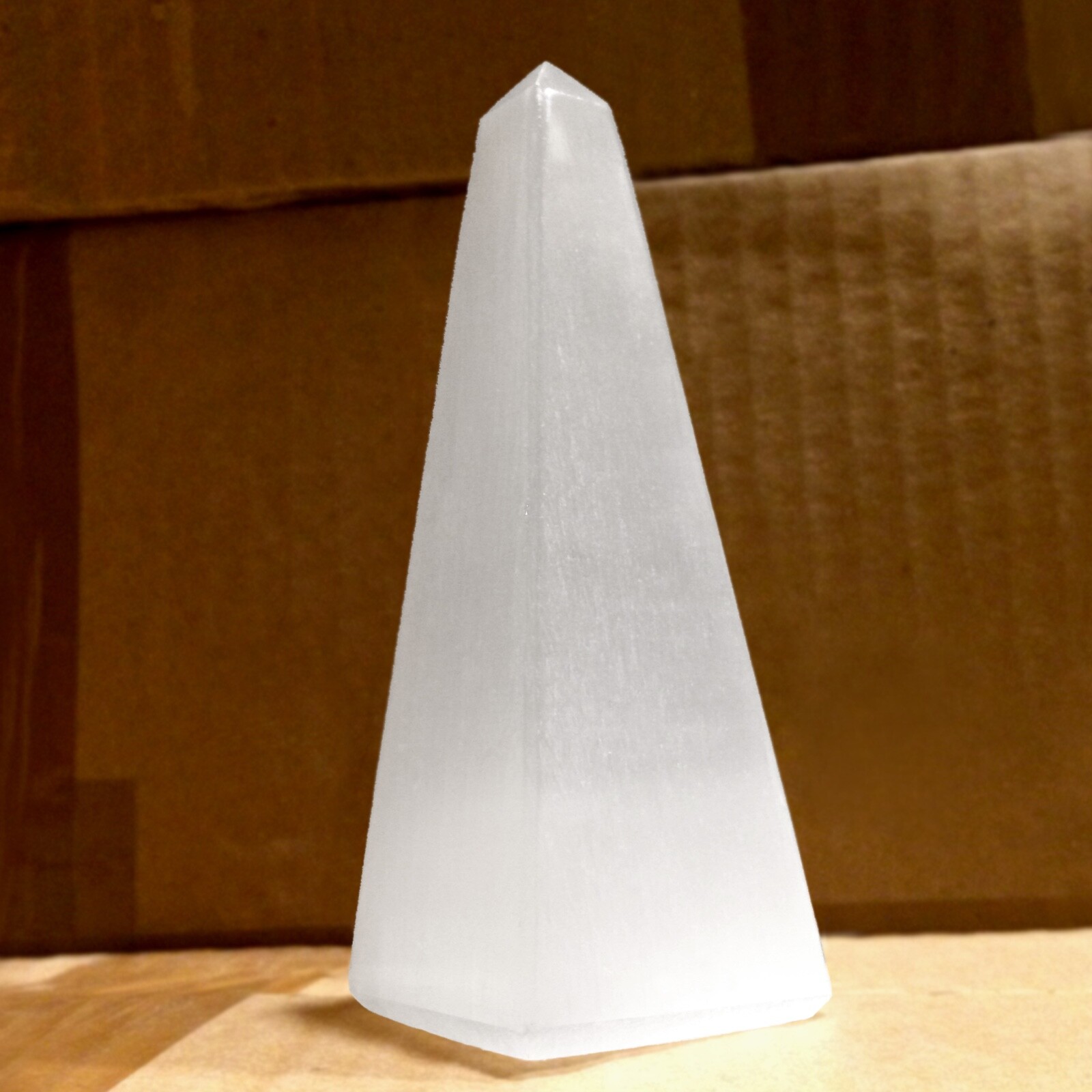 Selenite Tower Polished ” Crystal Obelisk Natural Carved Pyramid Energy Healing