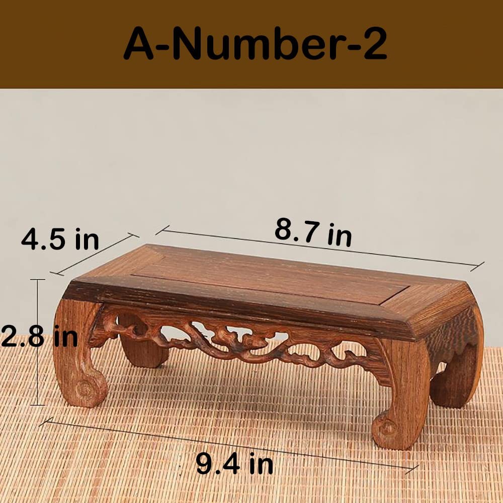 Oriental Furniture Chicken Wing Wood Base Rectangle Solid Carving Pedestal St…