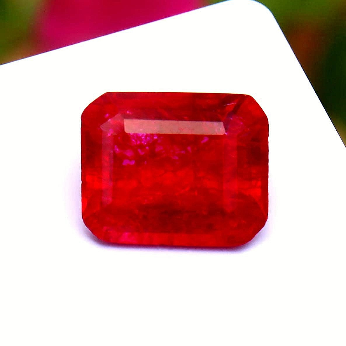 Natural Red Beryl Bixbite From Utah Certified Emerald Cut Loose Gemstone 12 Ct