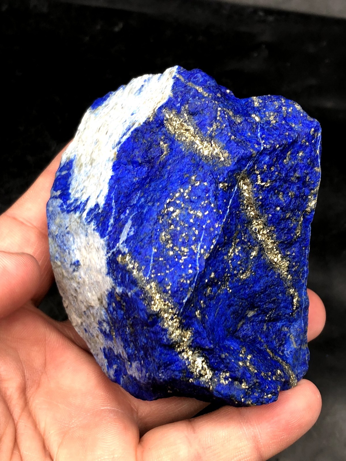 Natural Lapis Lazuli Rough 80mm Royal Blue Pyrite Crystal Mine Stone 564g J9…2