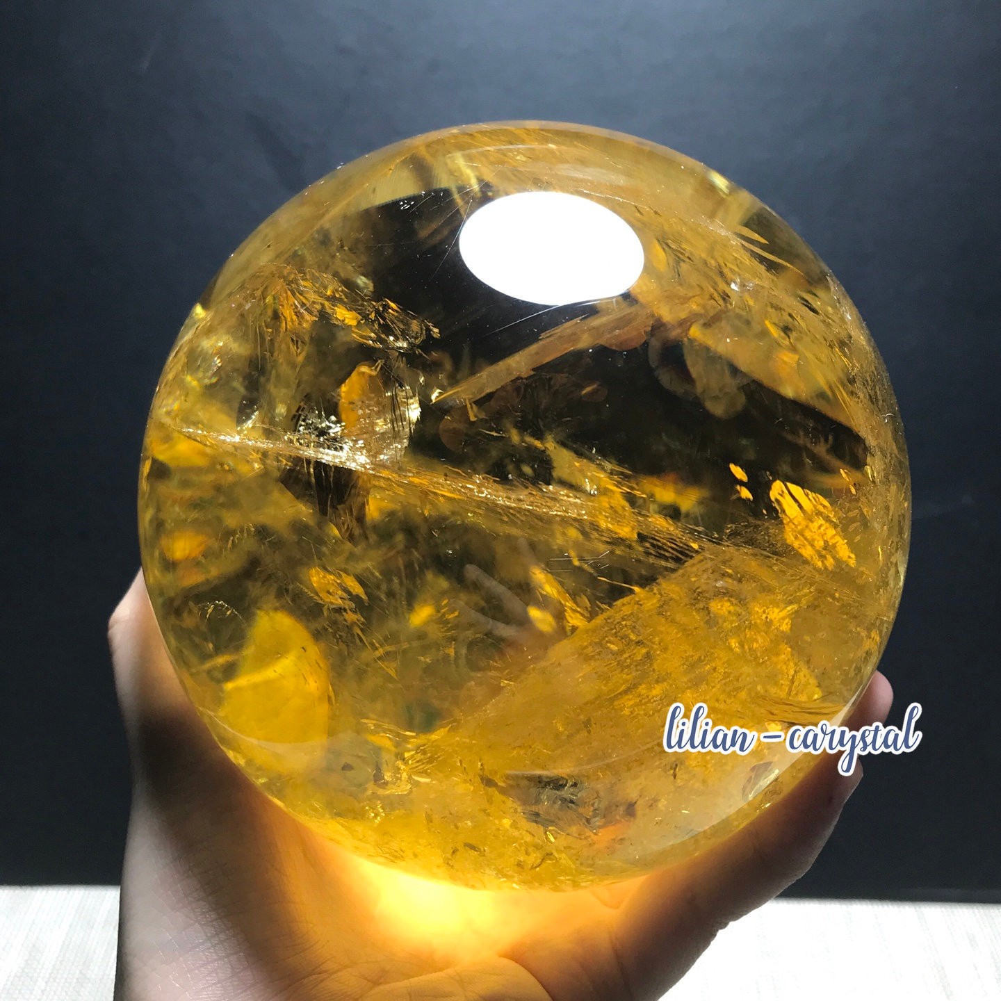 6.7LB Large Natural Citrine Sphere Quartz Crystal Energy Ball Reiki Healing