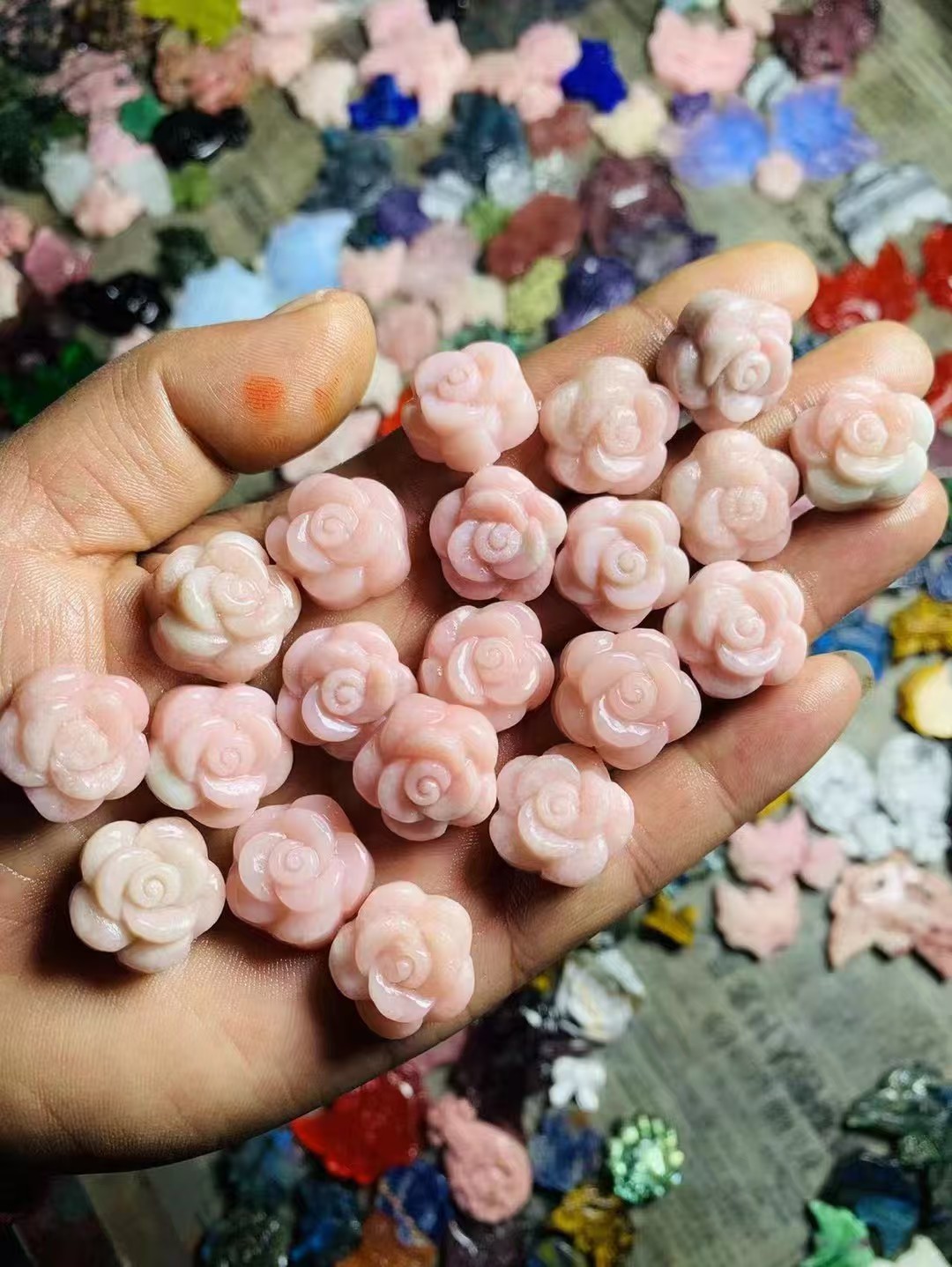 10pc Natural Mix Quartz Carved Flower Skull Crystal Reiki Healing Decor Random