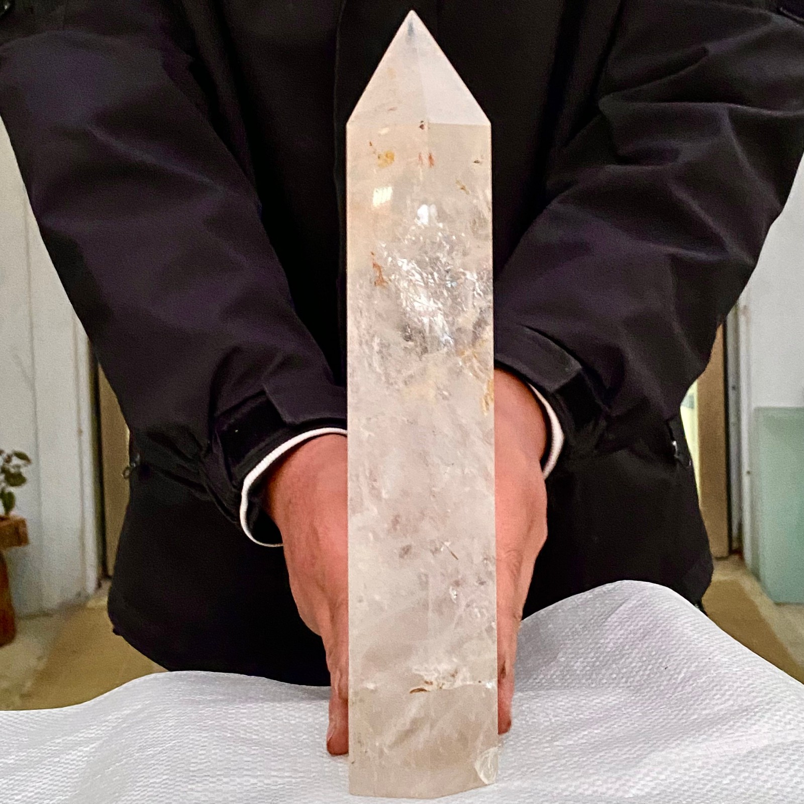 4.1LB Large Natural Clear Quartz Crystal Wand Point Obelisk Specimen Reiki