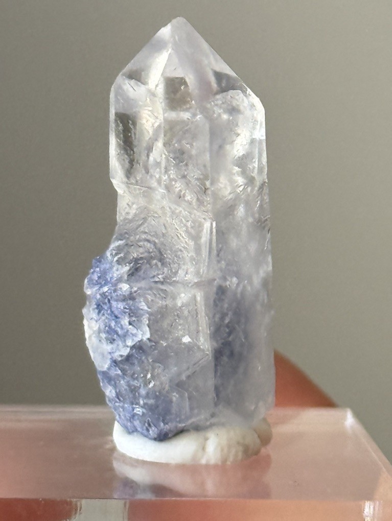 Blue Dumortierite Included Quartz Crystal Bahia Brazil 6.2g • 3cm • ID97