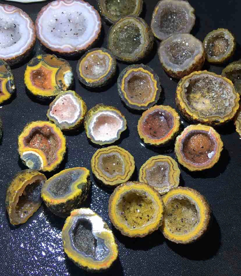 14Pair Rare China Natural Warring States Red Agate Geode Quartz Crystal Slices