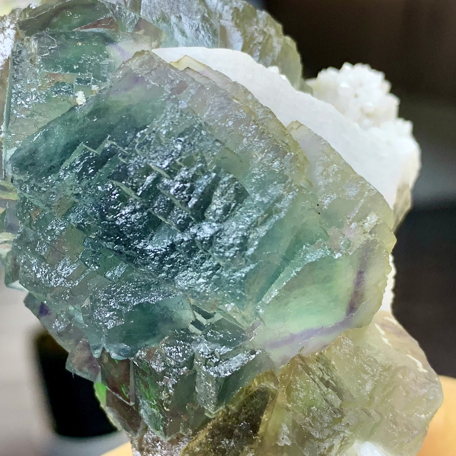 197G Rare transparent blue green cubic fluorite mineral crystal sample