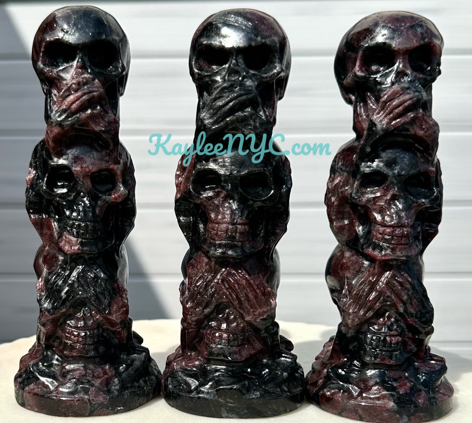 Wholesale Lot 3 PCs Natural Garnet Skulls Crystal Healing Energy 6”
