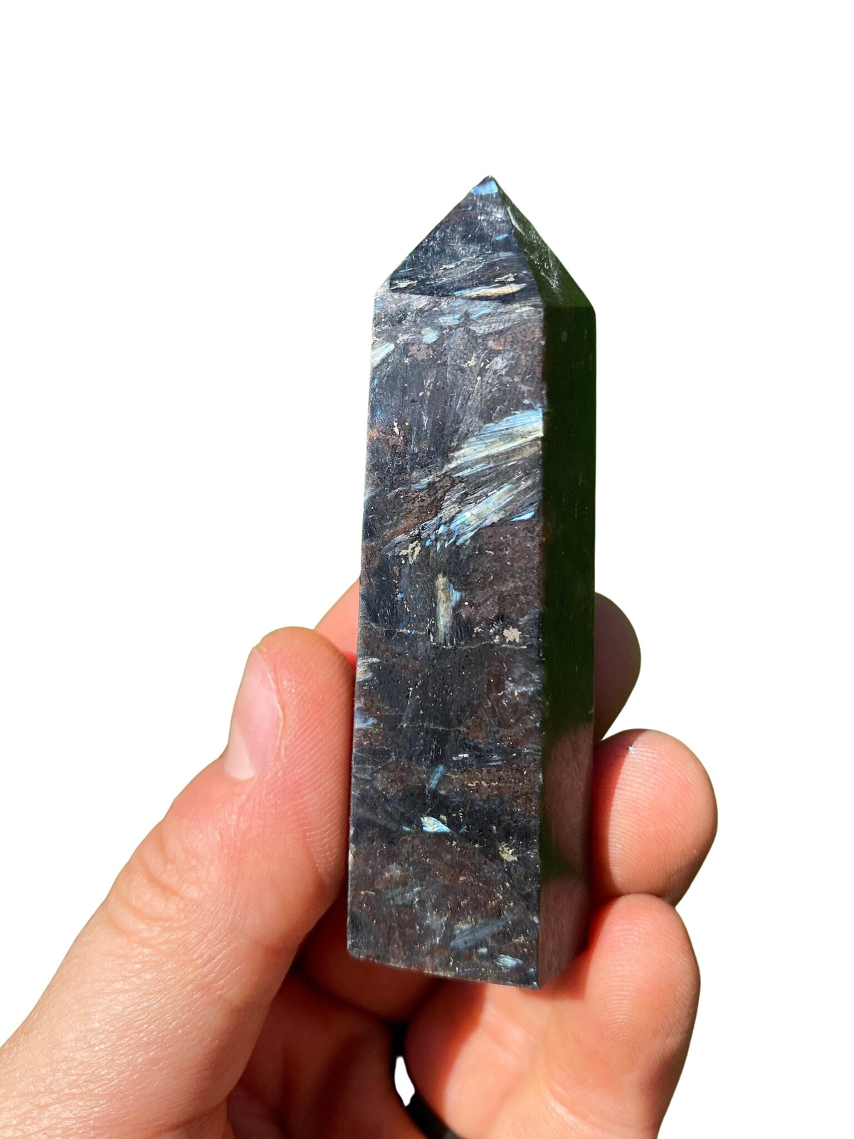 Arfvedsonite Point – Polished Stone Tower, Natural Arfvedsonite from Canada