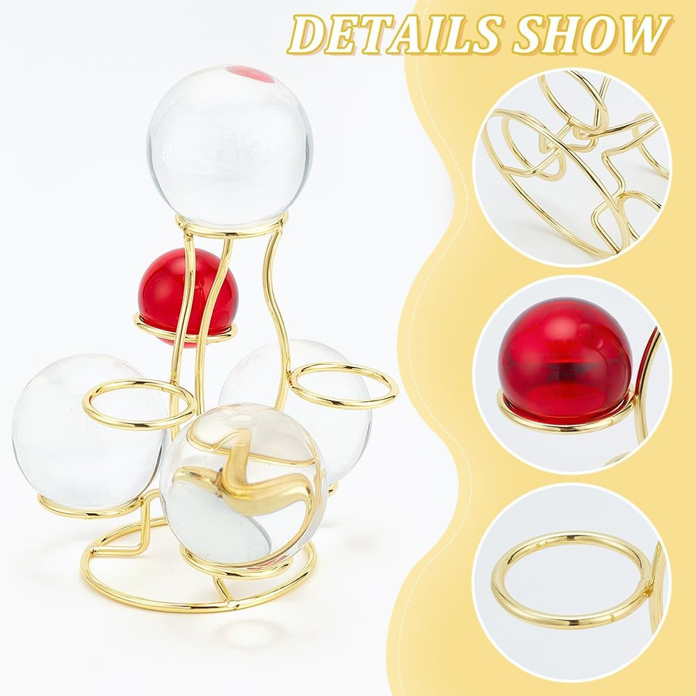 Crystal Ball Holders, 7 Eggs Display Stand Light Gold Iron Multi-Sphere Display