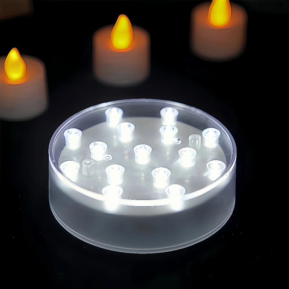 4 Inch Round LED Light Base for Glass Art & Vase Displays White