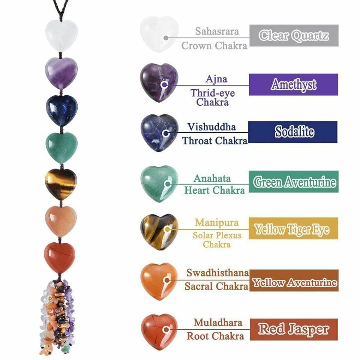 7 Chakra Gemstone Ornament Tassel Shui Hanging Feng Stones Home Cars Decor