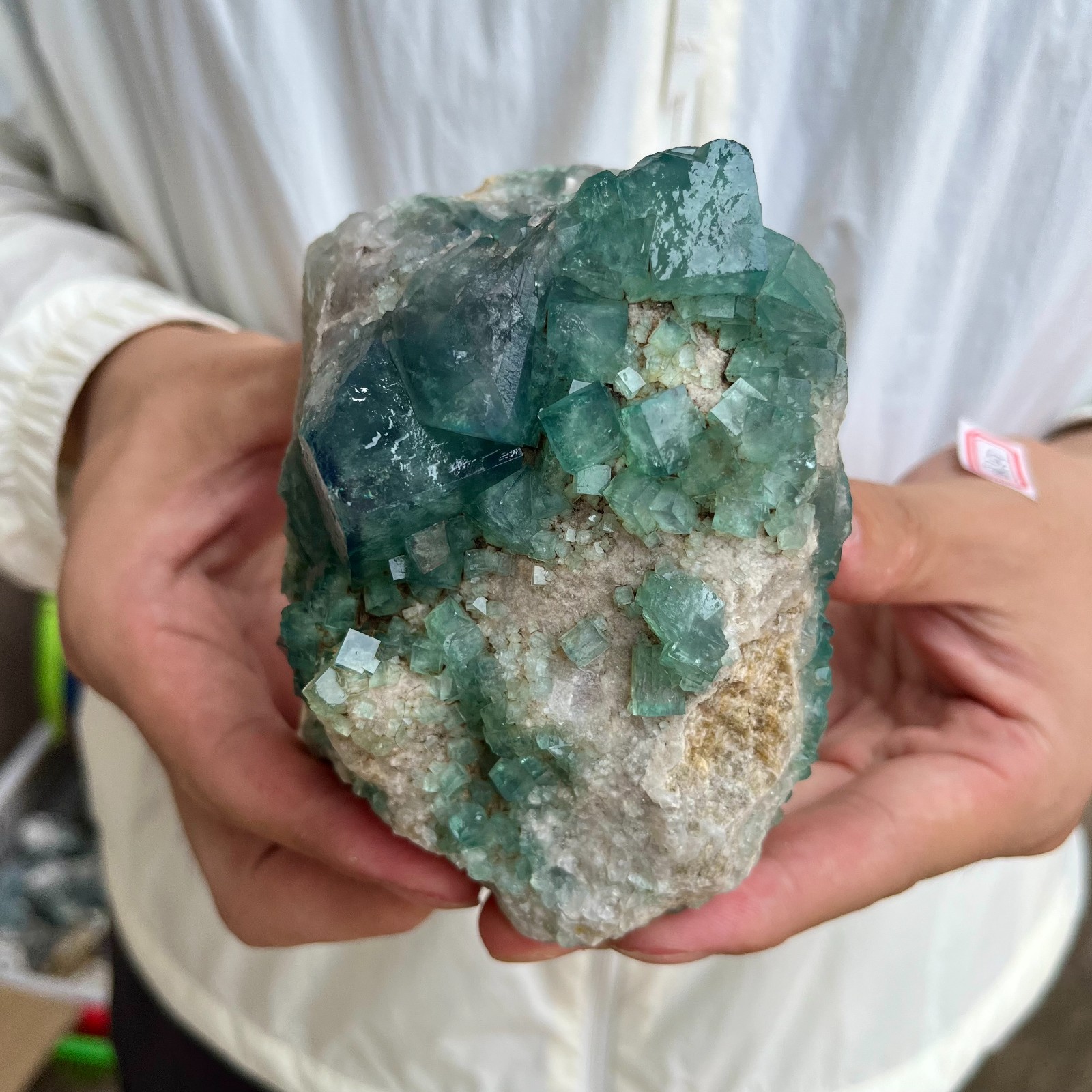 2.1lb NATURAL Green Cube FLUORITE Quartz Crystal Cluster Mineral Specimen