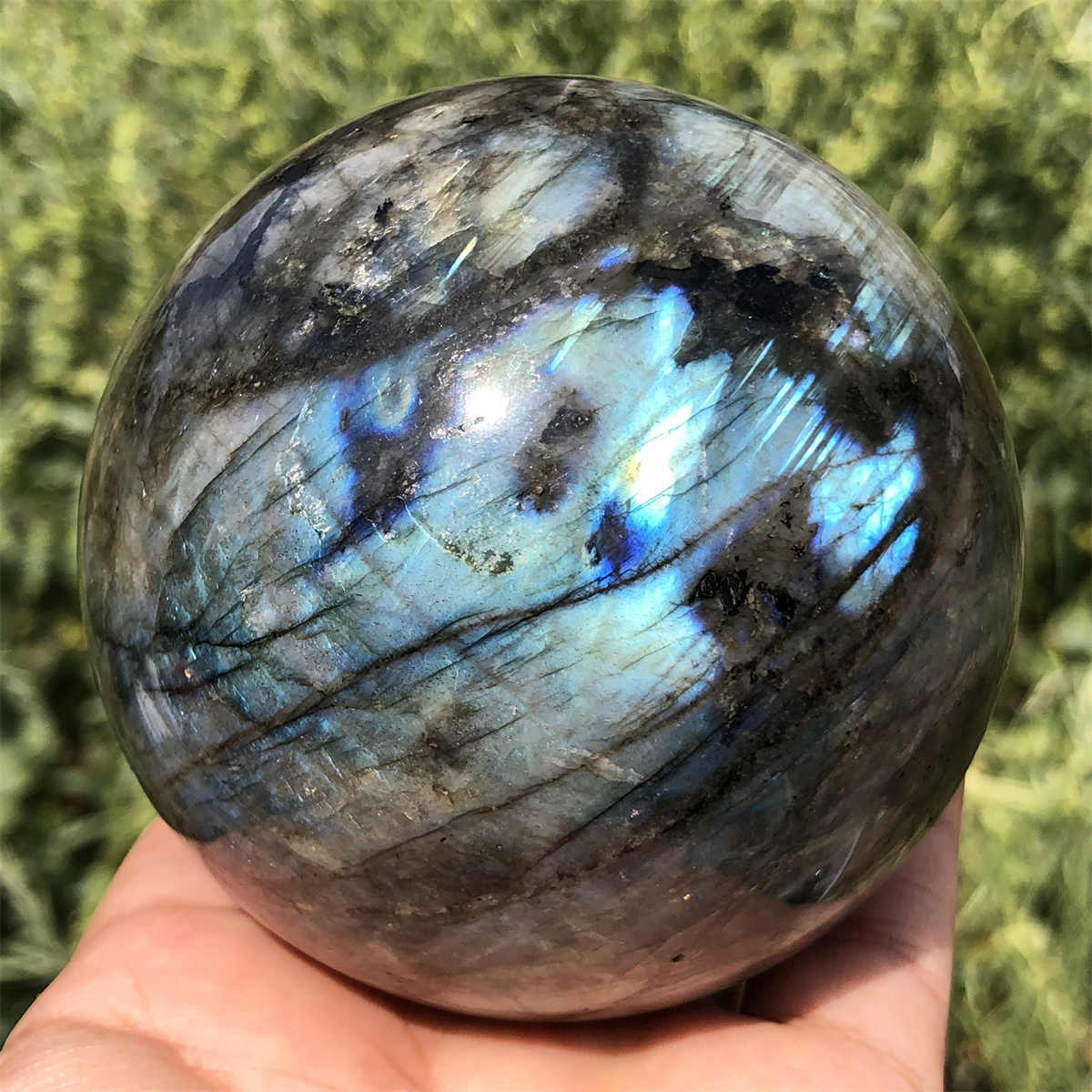 800g Natural Labradorite Ball Quartz Crystal Sphere Reiki Crystal Decor Gift
