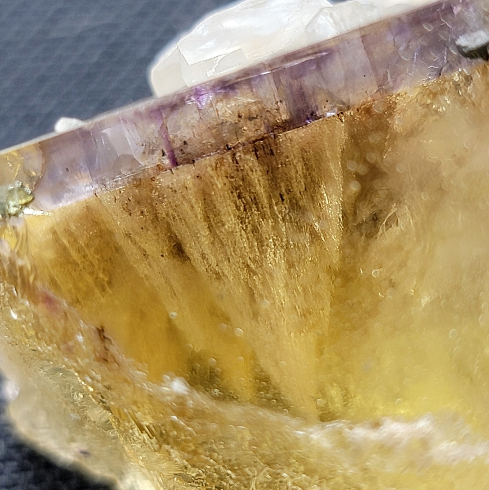 Glassy Zoned Fluorite w/Calcite – Minerva #1, Cave-in-Rock, Hardin Co., Illinois