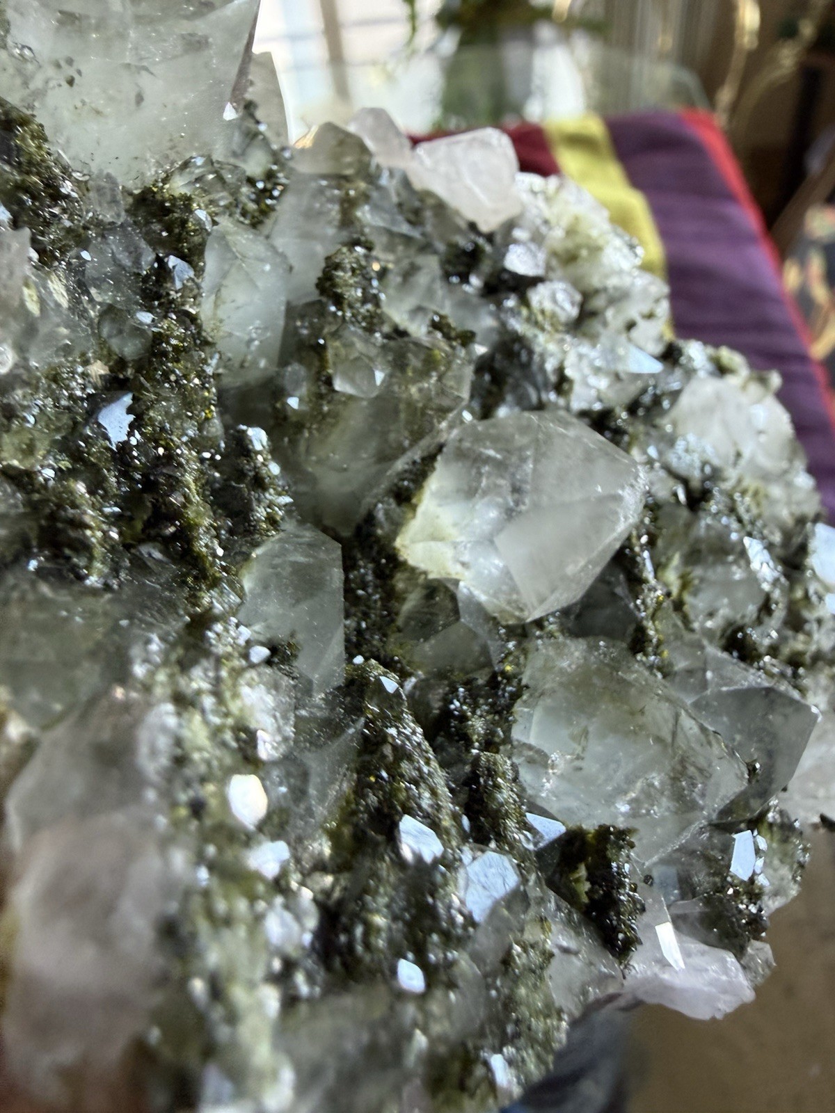 Forest Fairy Epidote on Quartz Crystal Specimen – Turkey